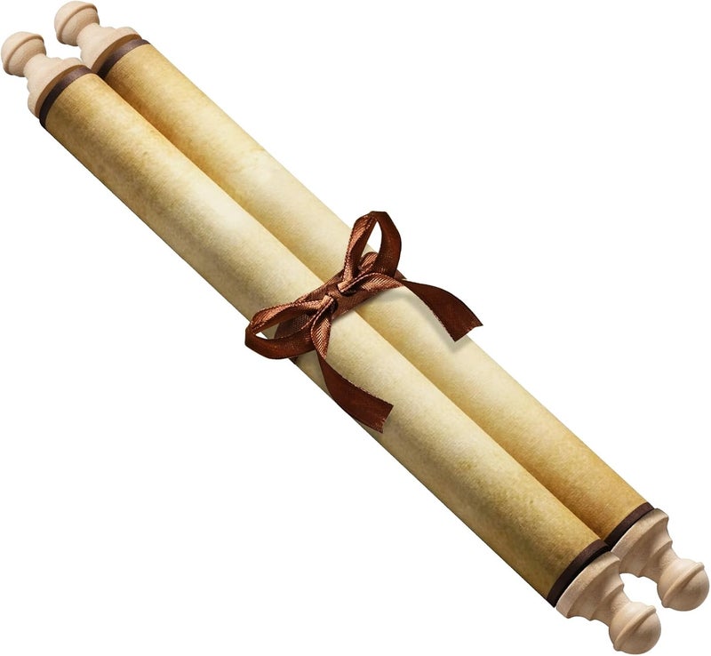 Makevivi 1 PCS Blank Scrolls Paper with Wood Rods, for Naughty or Nice List, Writing, Wedding Vows, Invitation, Love Letter, Cosplay Prop, Renaissance, 7.1 x 31.5 inches (style1) - Image 1